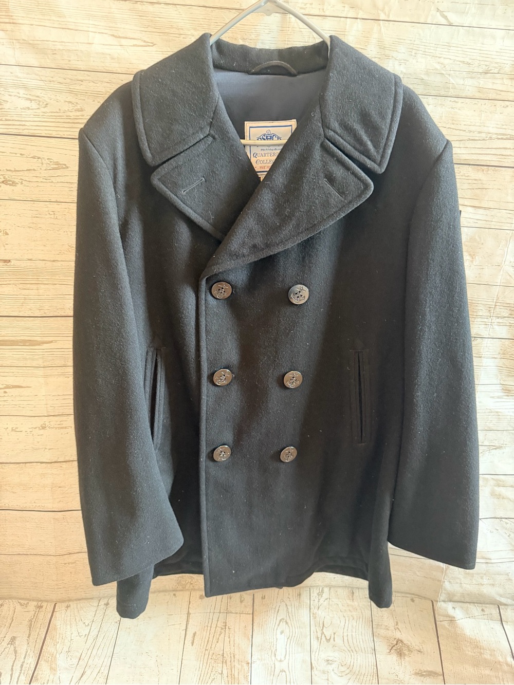 Men's Classic Black Wool Peacoat